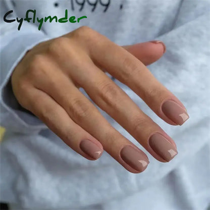Cyflymder 24pcs Artificial Nail Art Fake Nails Full Coverage Removable Ballet Short Press On Nails tips Chips Waterproof Solid Colour set
