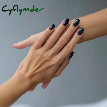 Cyflymder 24pcs Artificial Nail Art Fake Nails Full Coverage Removable Ballet Short Press On Nails tips Chips Waterproof Solid Colour set