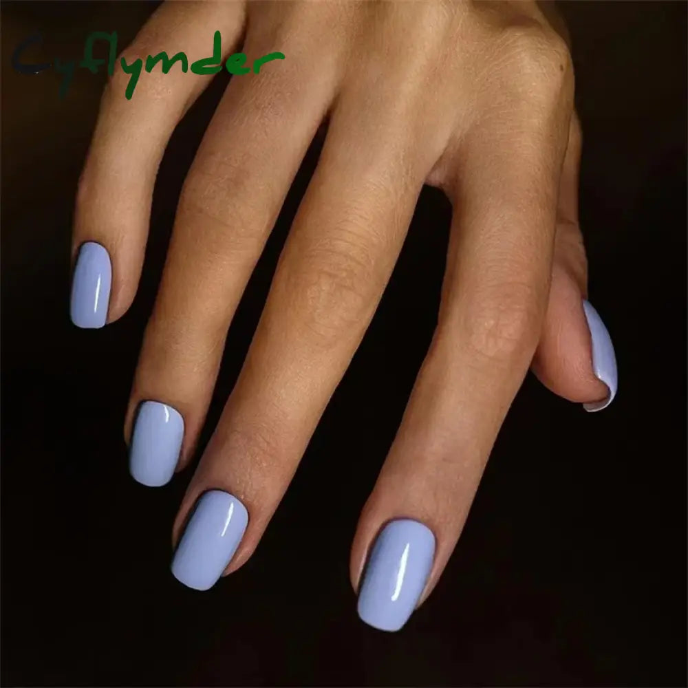 Cyflymder 24pcs Artificial Nail Art Fake Nails Full Coverage Removable Ballet Short Press On Nails tips Chips Waterproof Solid Colour set