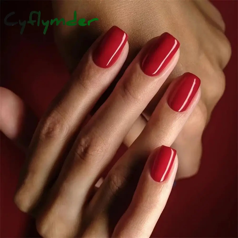 Cyflymder 24pcs Artificial Nail Art Fake Nails Full Coverage Removable Ballet Short Press On Nails tips Chips Waterproof Solid Colour set
