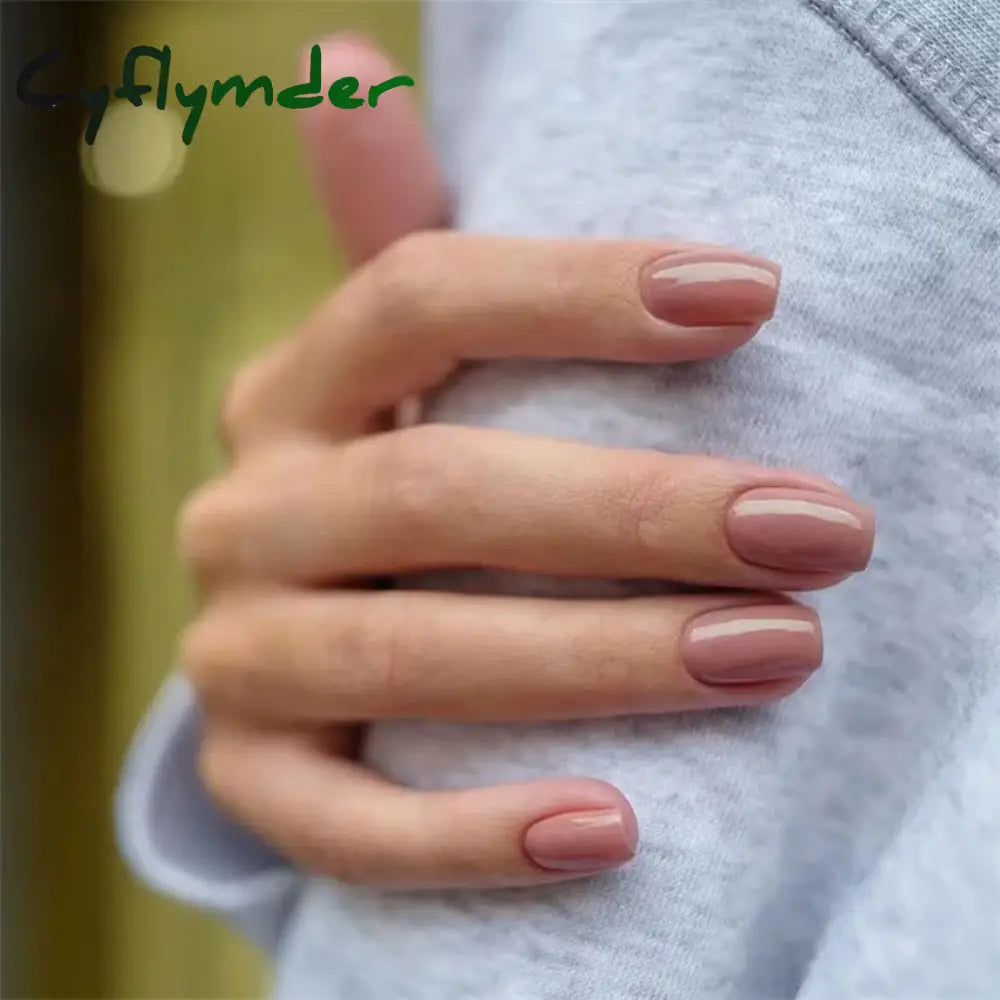 Cyflymder 24pcs Artificial Nail Art Fake Nails Full Coverage Removable Ballet Short Press On Nails tips Chips Waterproof Solid Colour set