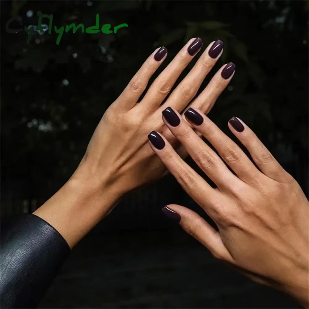 Cyflymder 24pcs Artificial Nail Art Fake Nails Full Coverage Removable Ballet Short Press On Nails tips Chips Waterproof Solid Colour set