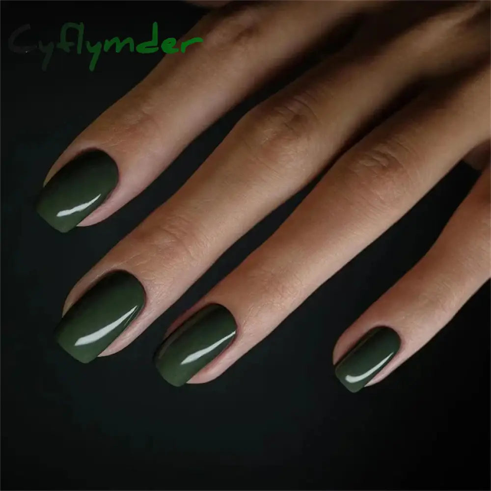 Cyflymder 24pcs Artificial Nail Art Fake Nails Full Coverage Removable Ballet Short Press On Nails tips Chips Waterproof Solid Colour set