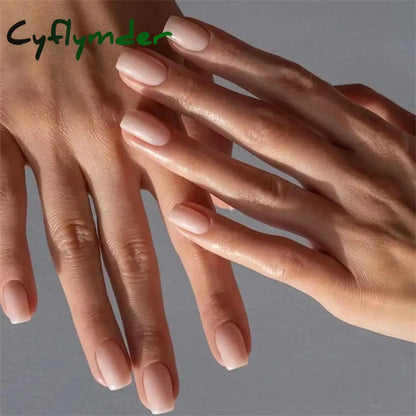 Cyflymder 24pcs Artificial Nail Art Fake Nails Full Coverage Removable Ballet Short Press On Nails tips Chips Waterproof Solid Colour set