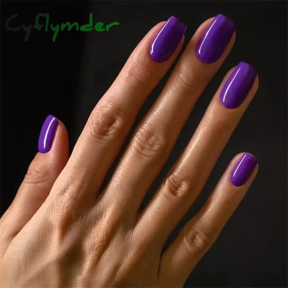 Cyflymder 24pcs Artificial Nail Art Fake Nails Full Coverage Removable Ballet Short Press On Nails tips Chips Waterproof Solid Colour set