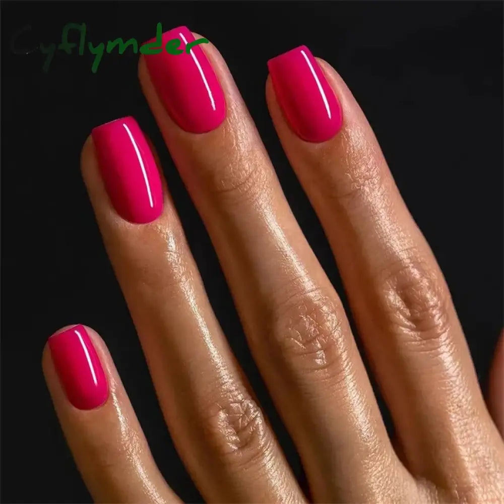 Cyflymder 24pcs Artificial Nail Art Fake Nails Full Coverage Removable Ballet Short Press On Nails tips Chips Waterproof Solid Colour set
