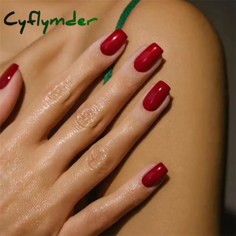 Cyflymder 24pcs Artificial Nail Art Fake Nails Full Coverage Removable Ballet Short Press On Nails tips Chips Waterproof Solid Colour set