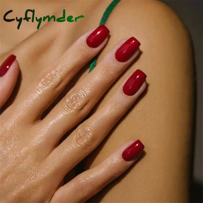 Cyflymder 24pcs Artificial Nail Art Fake Nails Full Coverage Removable Ballet Short Press On Nails tips Chips Waterproof Solid Colour set
