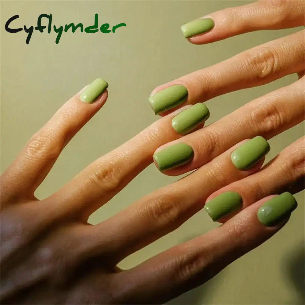 Cyflymder 24pcs Artificial Nail Art Fake Nails Full Coverage Removable Ballet Short Press On Nails tips Chips Waterproof Solid Colour set