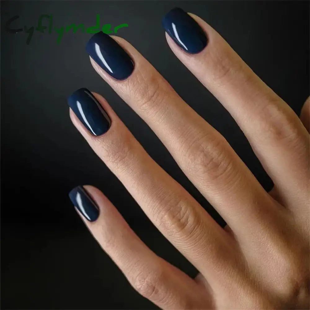 Cyflymder 24pcs Artificial Nail Art Fake Nails Full Coverage Removable Ballet Short Press On Nails tips Chips Waterproof Solid Colour set