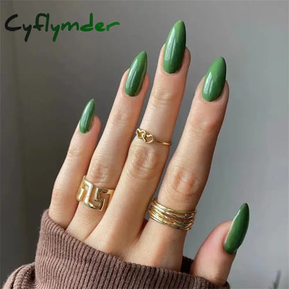 Cyflymder 24pcs Artificial Nail Art Fake Nails Full Coverage Removable Ballet Short Press On Nails tips Chips Waterproof Solid Colour set