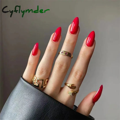 Cyflymder 24pcs Artificial Nail Art Fake Nails Full Coverage Removable Ballet Short Press On Nails tips Chips Waterproof Solid Colour set