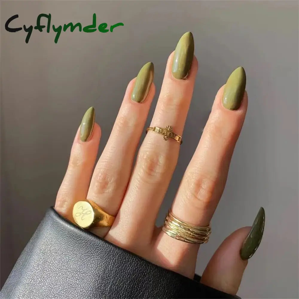 Cyflymder 24pcs Artificial Nail Art Fake Nails Full Coverage Removable Ballet Short Press On Nails tips Chips Waterproof Solid Colour set