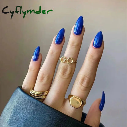 Cyflymder 24pcs Artificial Nail Art Fake Nails Full Coverage Removable Ballet Short Press On Nails tips Chips Waterproof Solid Colour set