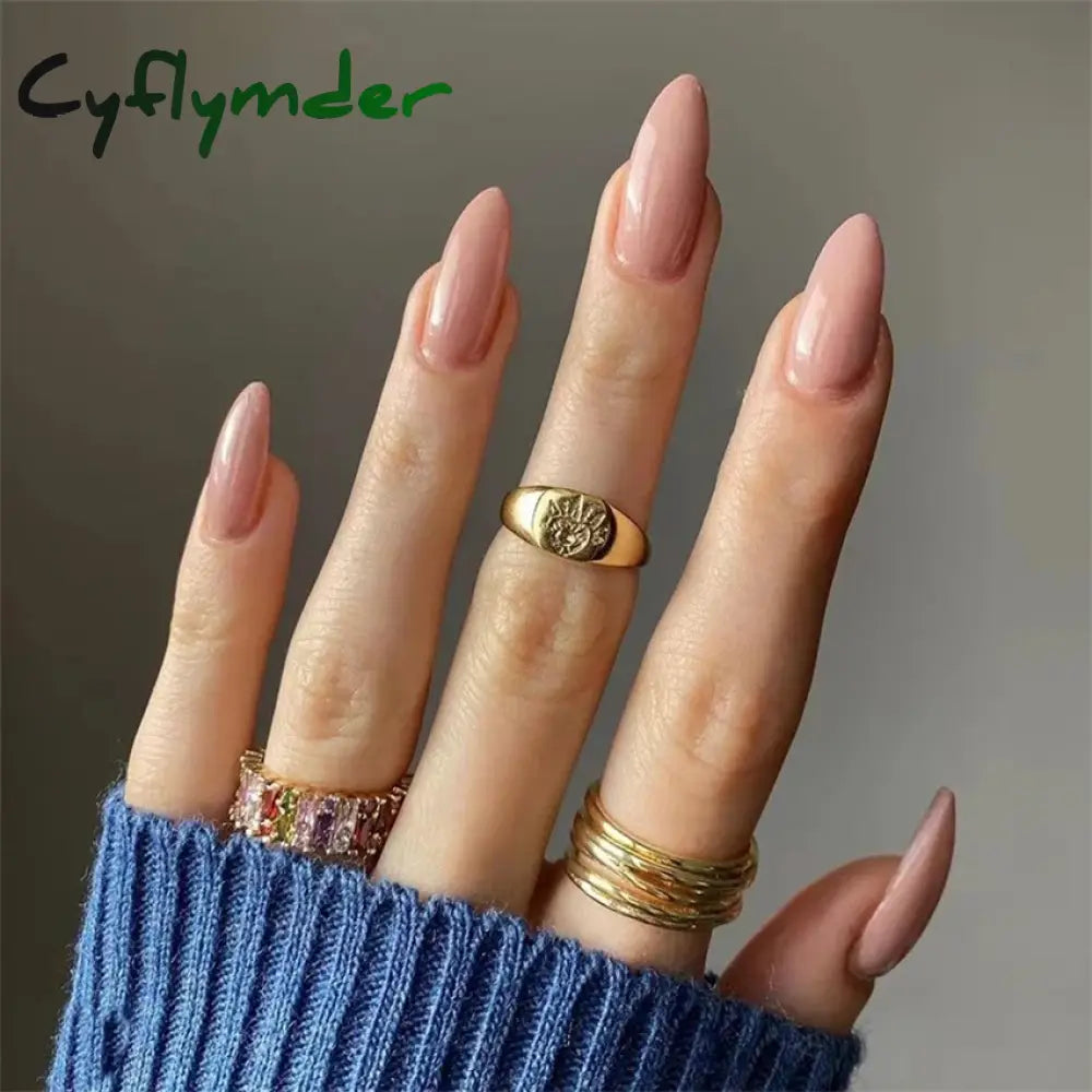Cyflymder 24pcs Artificial Nail Art Fake Nails Full Coverage Removable Ballet Short Press On Nails tips Chips Waterproof Solid Colour set