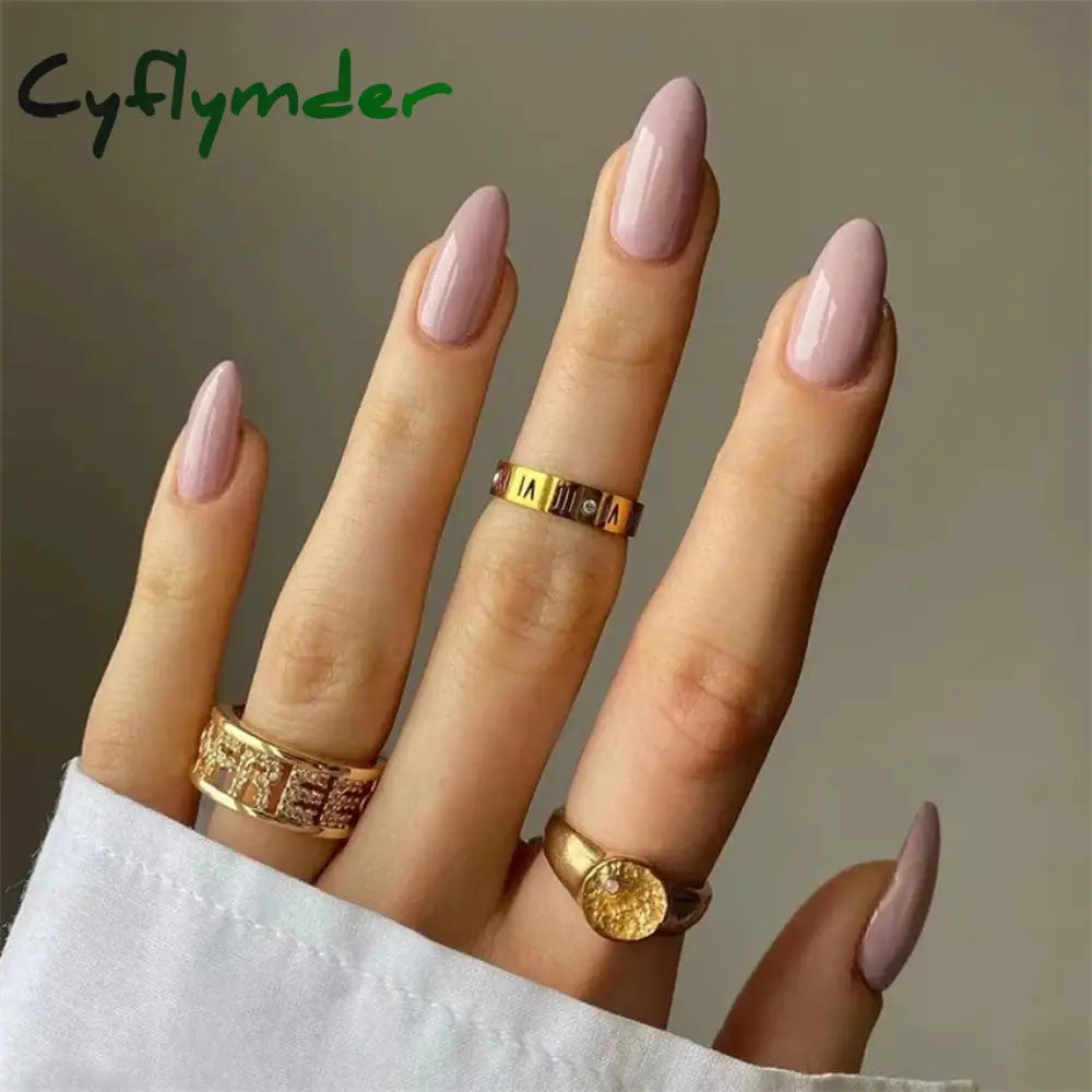 Cyflymder 24pcs Artificial Nail Art Fake Nails Full Coverage Removable Ballet Short Press On Nails tips Chips Waterproof Solid Colour set