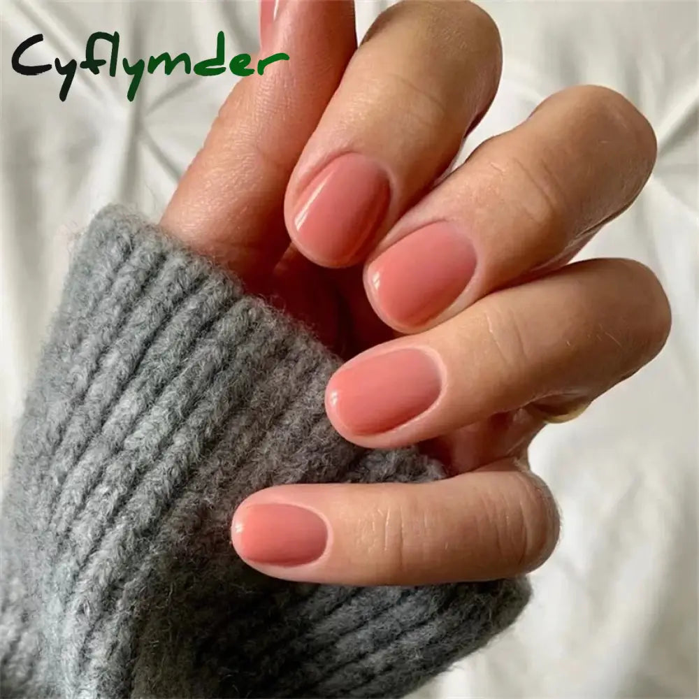 Cyflymder 24pcs Artificial Nail Art Fake Nails Full Coverage Removable Ballet Short Press On Nails tips Chips Waterproof Solid Colour set
