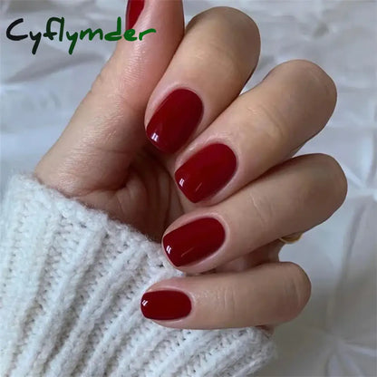 Cyflymder 24pcs Artificial Nail Art Fake Nails Full Coverage Removable Ballet Short Press On Nails tips Chips Waterproof Solid Colour set