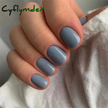Cyflymder 24pcs Artificial Nail Art Fake Nails Full Coverage Removable Ballet Short Press On Nails tips Chips Waterproof Solid Colour set