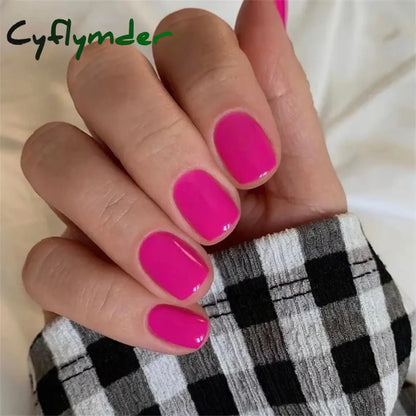 Cyflymder 24pcs Artificial Nail Art Fake Nails Full Coverage Removable Ballet Short Press On Nails tips Chips Waterproof Solid Colour set