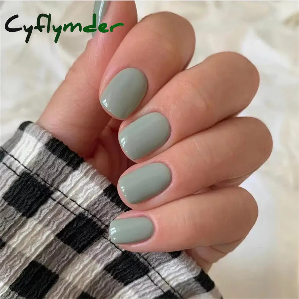 Cyflymder 24pcs Artificial Nail Art Fake Nails Full Coverage Removable Ballet Short Press On Nails tips Chips Waterproof Solid Colour set