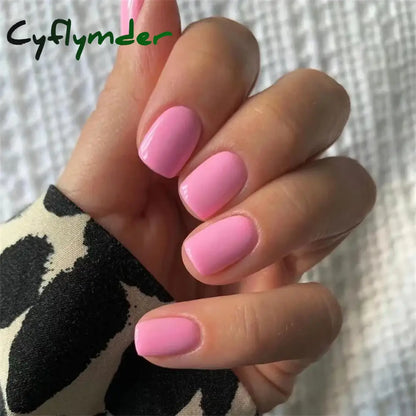 Cyflymder 24pcs Artificial Nail Art Fake Nails Full Coverage Removable Ballet Short Press On Nails tips Chips Waterproof Solid Colour set