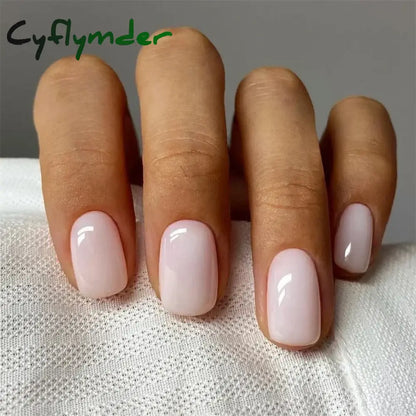 Cyflymder 24pcs Artificial Nail Art Fake Nails Full Coverage Removable Ballet Short Press On Nails tips Chips Waterproof Solid Colour set