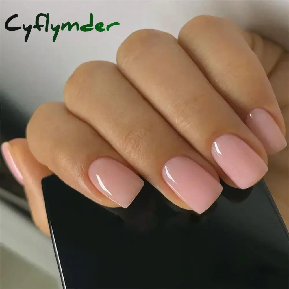 Cyflymder 24pcs Artificial Nail Art Fake Nails Full Coverage Removable Ballet Short Press On Nails tips Chips Waterproof Solid Colour set