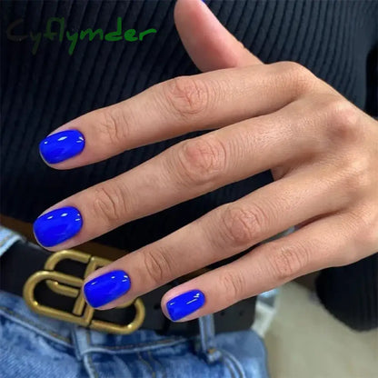 Cyflymder 24pcs Artificial Nail Art Fake Nails Full Coverage Removable Ballet Short Press On Nails tips Chips Waterproof Solid Colour set
