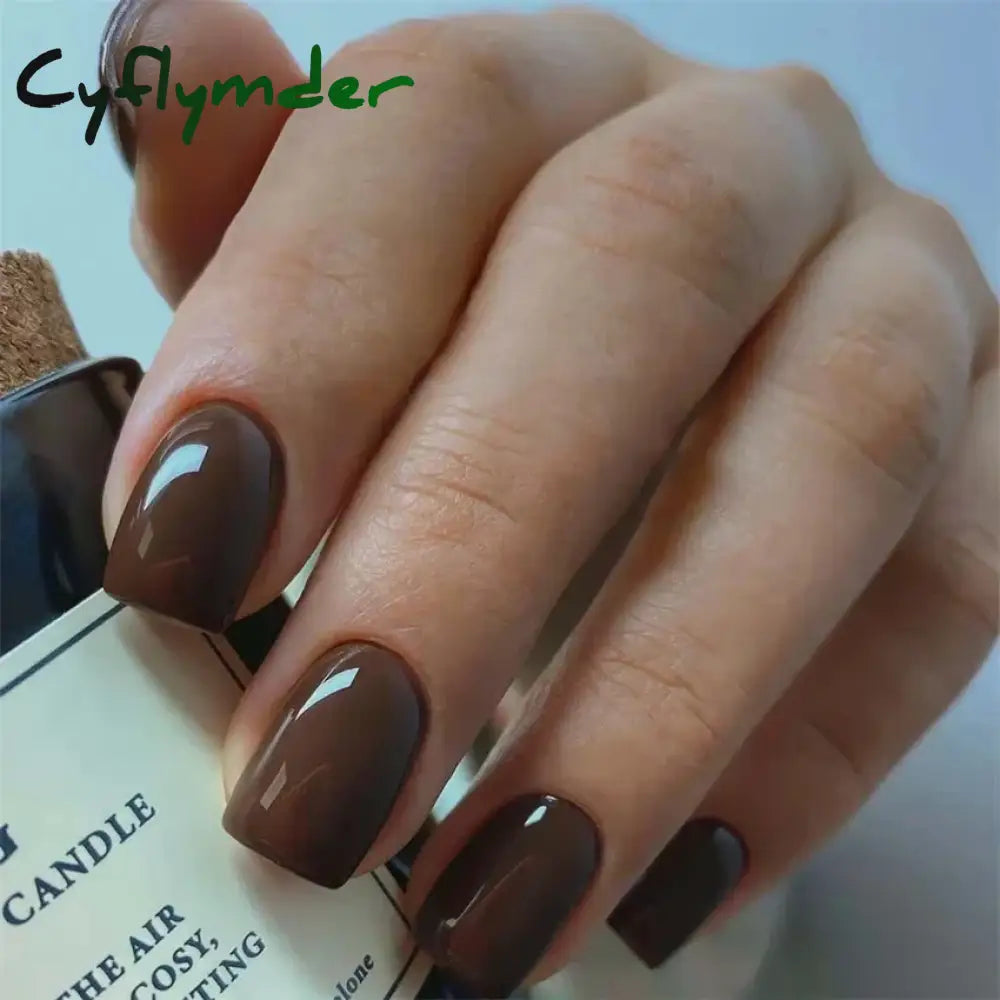 Cyflymder 24pcs Artificial Nail Art Fake Nails Full Coverage Removable Ballet Short Press On Nails tips Chips Waterproof Solid Colour set