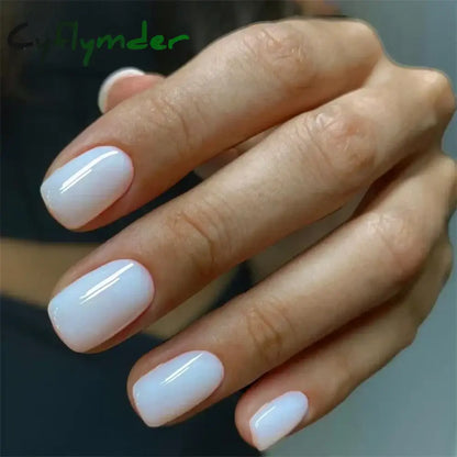 Cyflymder 24pcs Artificial Nail Art Fake Nails Full Coverage Removable Ballet Short Press On Nails tips Chips Waterproof Solid Colour set
