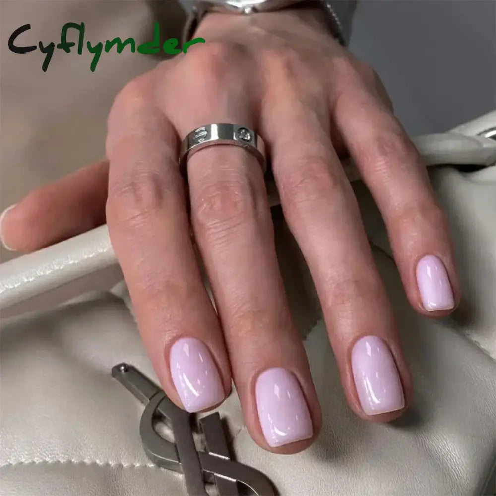 Cyflymder 24pcs Artificial Nail Art Fake Nails Full Coverage Removable Ballet Short Press On Nails tips Chips Waterproof Solid Colour set