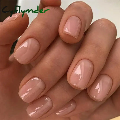 Cyflymder 24pcs Artificial Nail Art Fake Nails Full Coverage Removable Ballet Short Press On Nails tips Chips Waterproof Solid Colour set