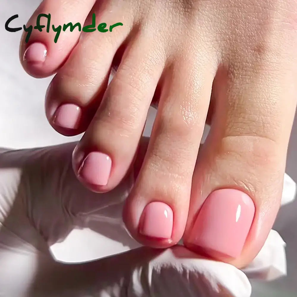 Cyflymder 24pcs Black False Toenails Solid Color Glossy Fake Toenails Wearable Full Cover Ins Square Press on Toenail Patch for Girl Women