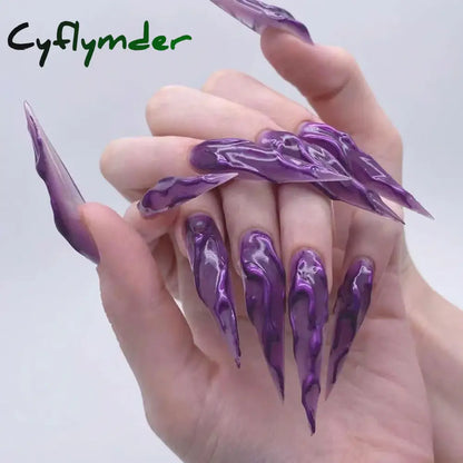 Cyflymder 24pcs Blood Red Fake Nails Gradient Long Pointed False Nail Patch Full Cover Wearable Fake Nail Tips Halloween Manicure Sets