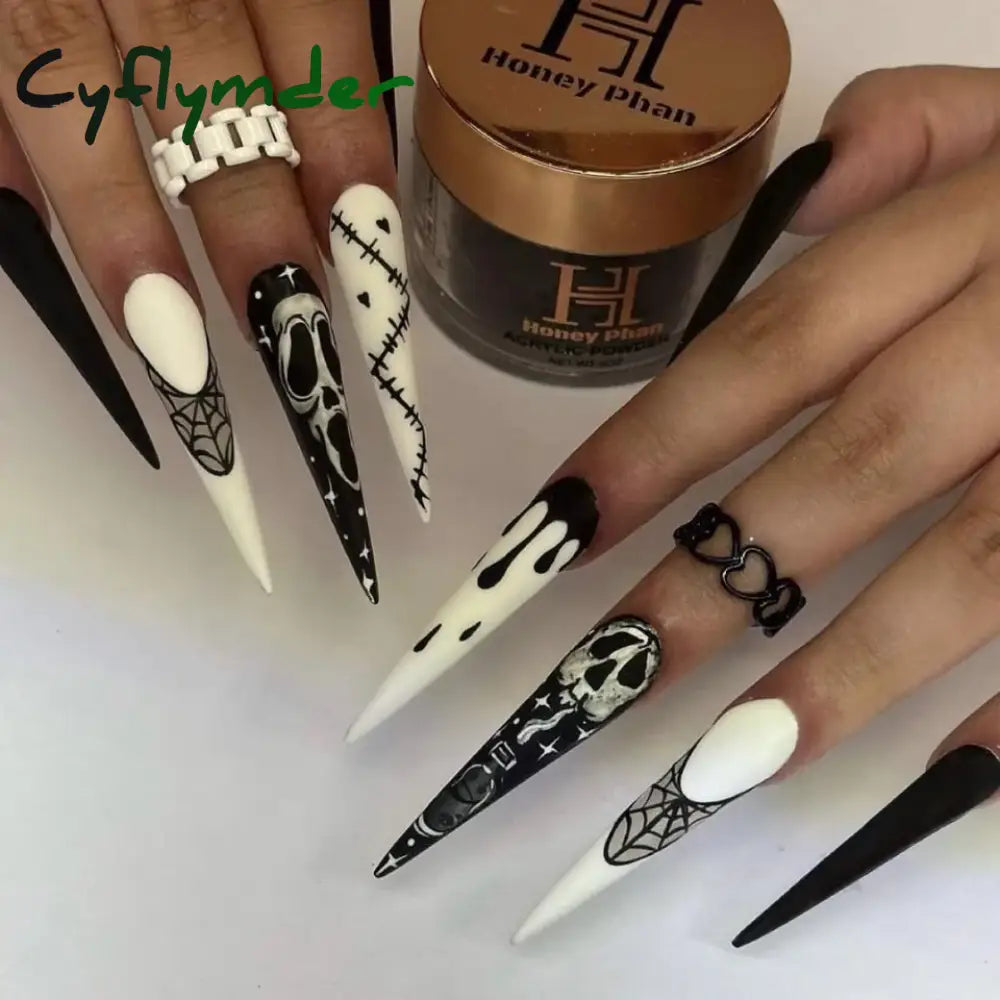 Cyflymder 24pcs Blood Red Fake Nails Gradient Long Pointed False Nail Patch Full Cover Wearable Fake Nail Tips Halloween Manicure Sets