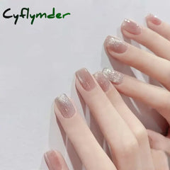 Cyflymder 24pcs/box Cat Eye Phototherapy Nail Patch Wearable Fake Nail Short False Nail Wedding For Winter Autumn wearable full cover