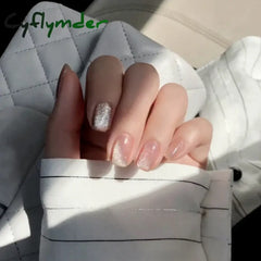 Cyflymder 24pcs/box Cat Eye Phototherapy Nail Patch Wearable Fake Nail Short False Nail Wedding For Winter Autumn wearable full cover