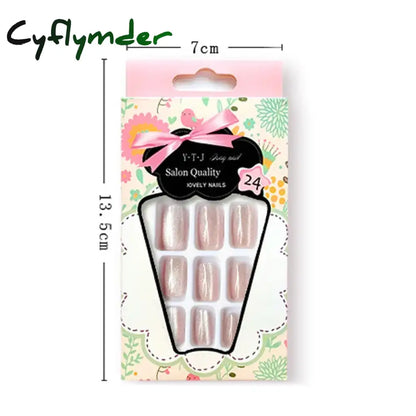 Cyflymder 24pcs/box Cat Eye Phototherapy Nail Patch Wearable Fake Nail Short False Nail Wedding For Winter Autumn wearable full cover