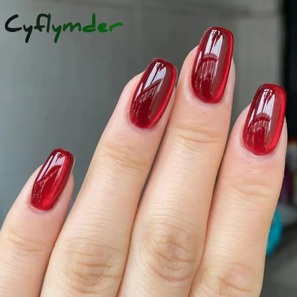 Cyflymder 24pcs/box Cat Eye Phototherapy Nail Patch Wearable Fake Nail Short False Nail Wedding For Winter Autumn wearable full cover