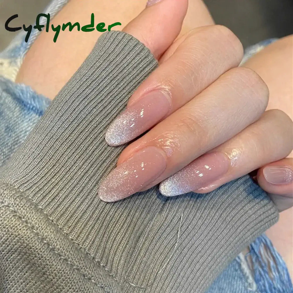 Cyflymder 24pcs/box Cat Eye Phototherapy Nail Patch Wearable Fake Nail Short False Nail Wedding For Winter Autumn wearable full cover