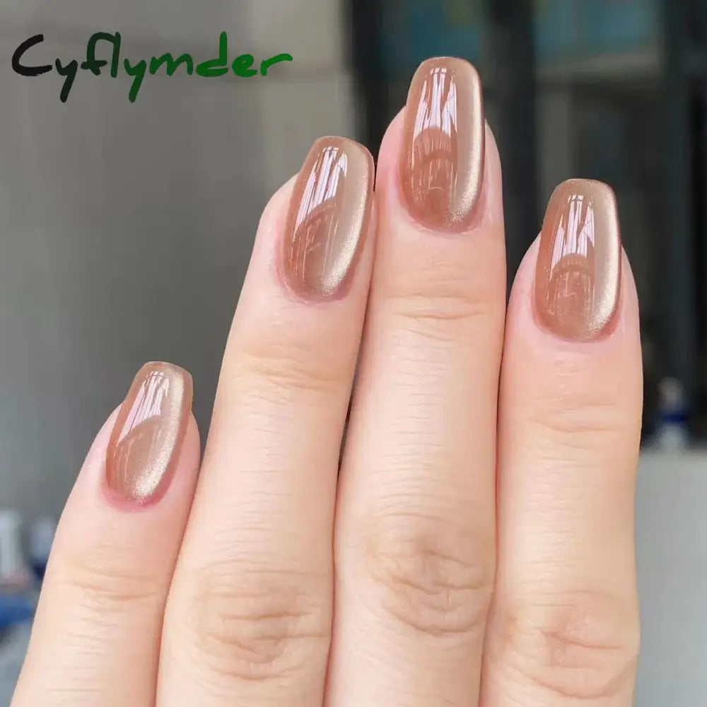 Cyflymder 24pcs/box Cat Eye Phototherapy Nail Patch Wearable Fake Nail Short False Nail Wedding For Winter Autumn wearable full cover