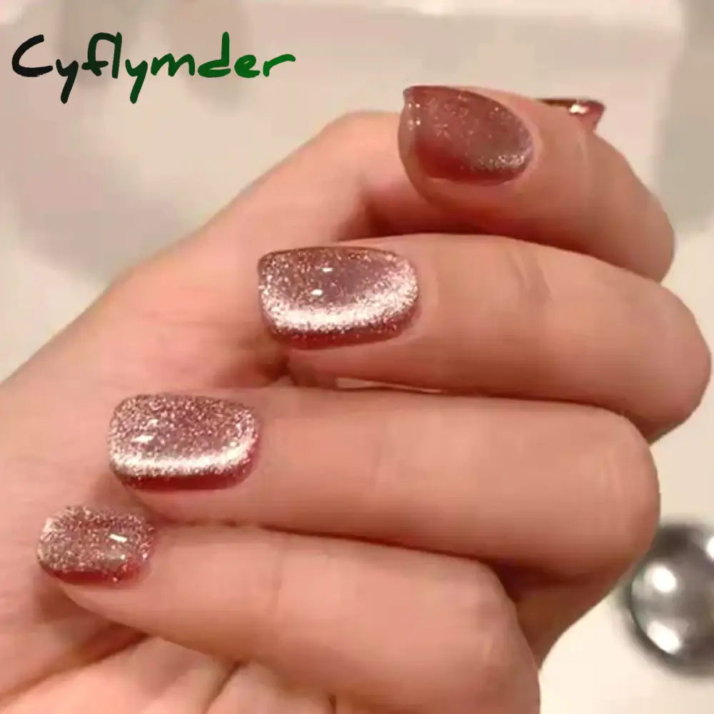 Cyflymder 24pcs/box Cat Eye Phototherapy Nail Patch Wearable Fake Nail Short False Nail Wedding For Winter Autumn wearable full cover