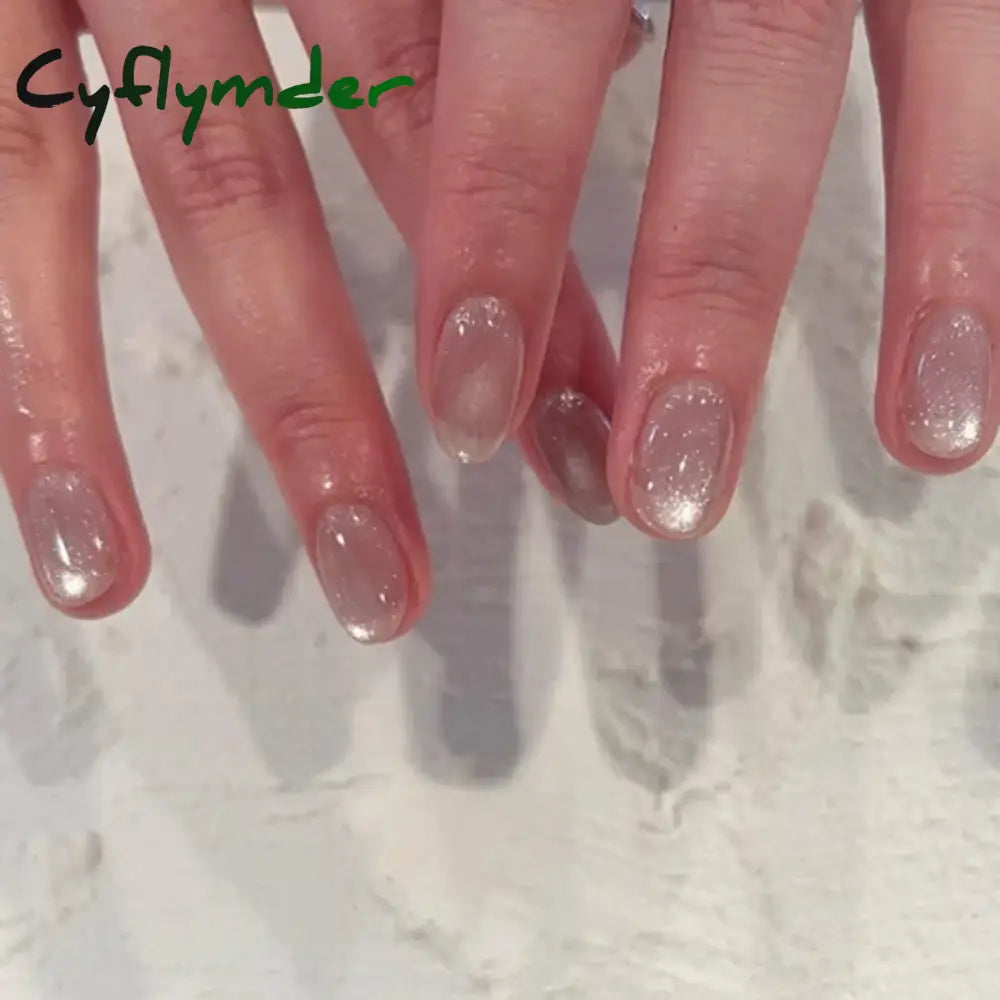 Cyflymder 24pcs/box Cat Eye Phototherapy Nail Patch Wearable Fake Nail Short False Nail Wedding For Winter Autumn wearable full cover