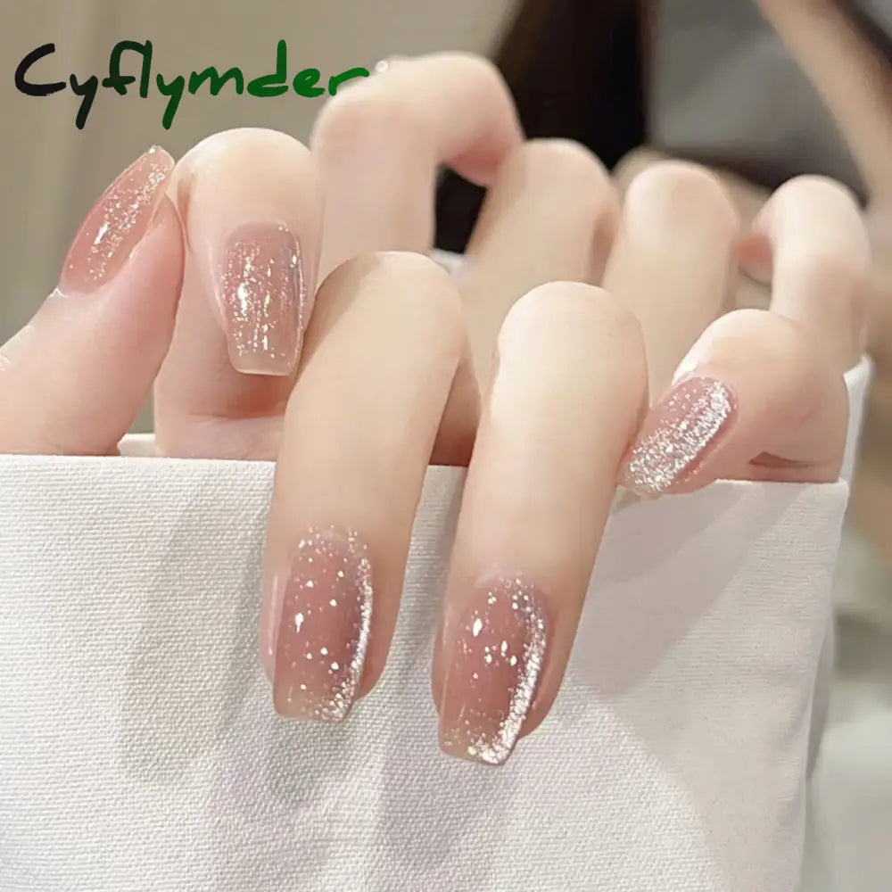 Cyflymder 24pcs/box Cat Eye Phototherapy Nail Patch Wearable Fake Nail Short False Nail Wedding For Winter Autumn wearable full cover