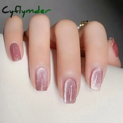 Cyflymder 24pcs/box Cat Eye Phototherapy Nail Patch Wearable Fake Nail Short False Nail Wedding For Winter Autumn wearable full cover