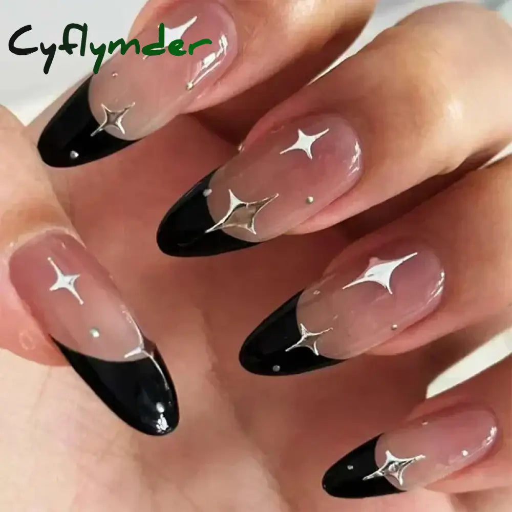 Cyflymder 24pcs/Box Long Coffin False Nails Art Rose with Glue Wearable Nude Pink White Color Jelly Nails Tips Full Cover Press On Nails