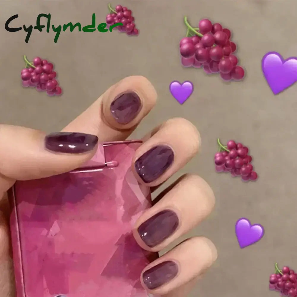 Cyflymder 24pcs/Box Long Coffin False Nails Art Rose with Glue Wearable Nude Pink White Color Jelly Nails Tips Full Cover Press On Nails