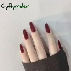 Cyflymder 24pcs/Box Long Coffin False Nails Art Rose with Glue Wearable Nude Pink White Color Jelly Nails Tips Full Cover Press On Nails