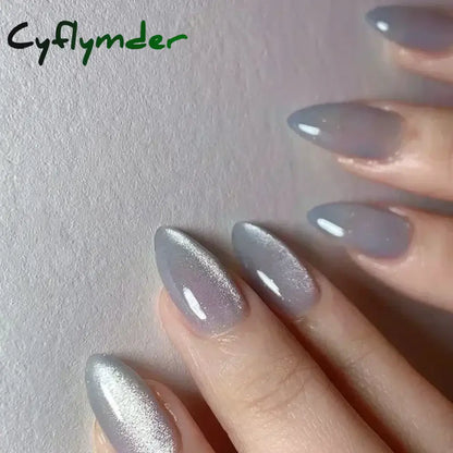 Cyflymder 24pcs/Box Long Coffin False Nails Art Rose with Glue Wearable Nude Pink White Color Jelly Nails Tips Full Cover Press On Nails